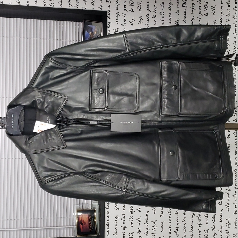 💥NEW💥 Men's Small Black Marc New York Leather Coat